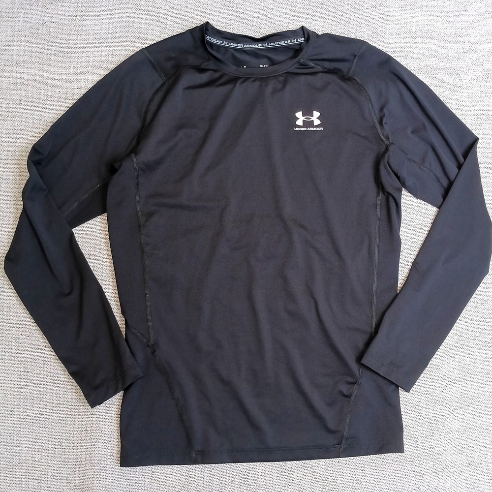 Under Armour HeatGear Compression Shirt Mens XL Black Excellent Long Sleeve Top